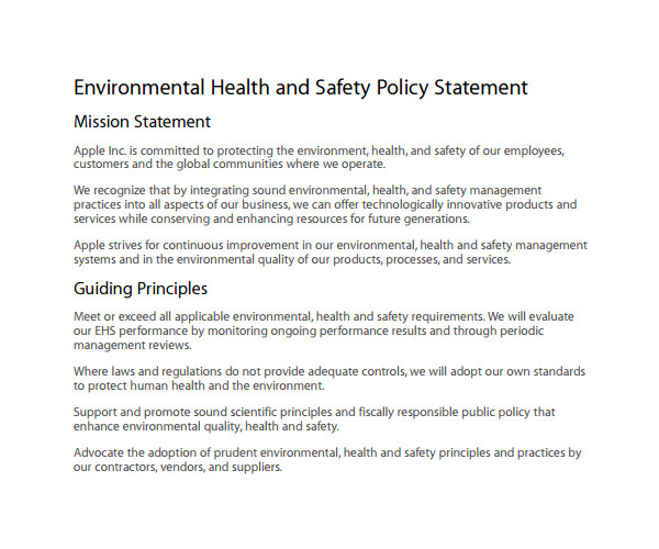 safety statement template