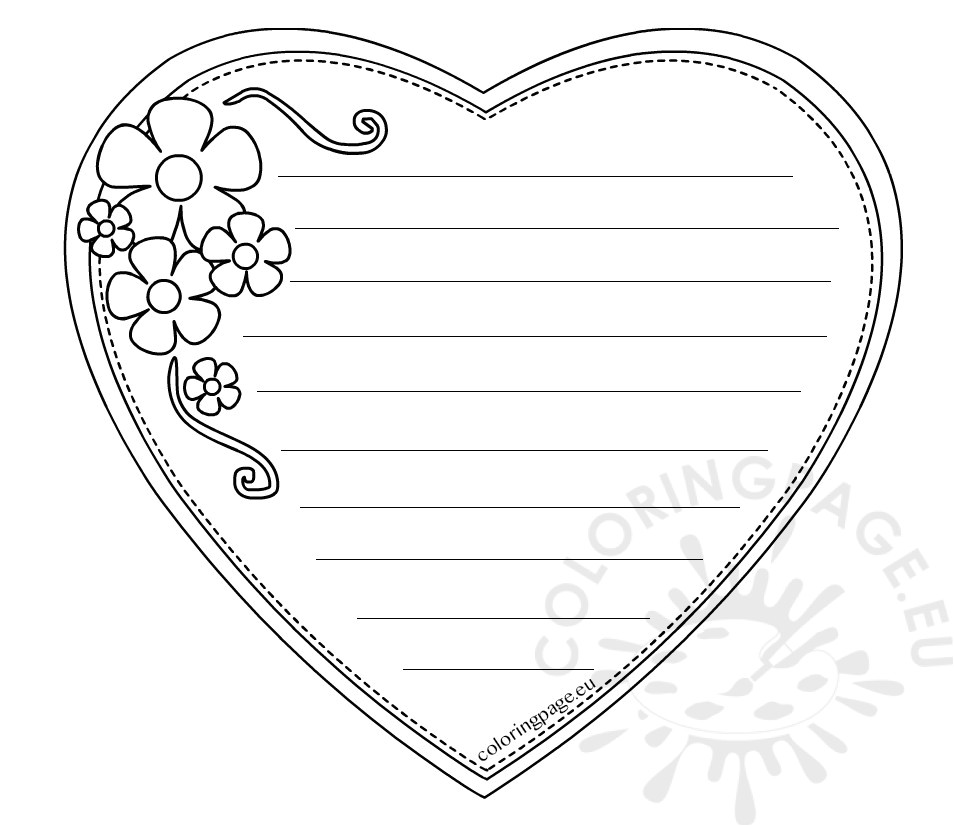 heart shaped writing paper for mothers day