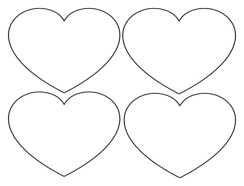 wide heart templates 4 large outlines one page