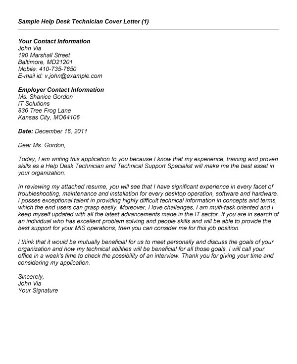 Help with A Cover Letter for My Resume Help Desk Cover Letter Resume Badak