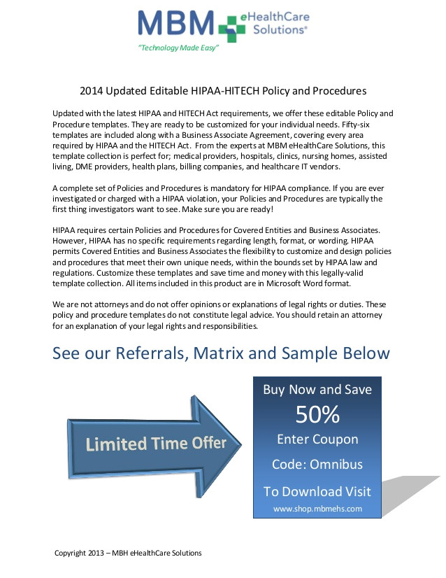 2014 updated editable hipaa hitech policy and procedures
