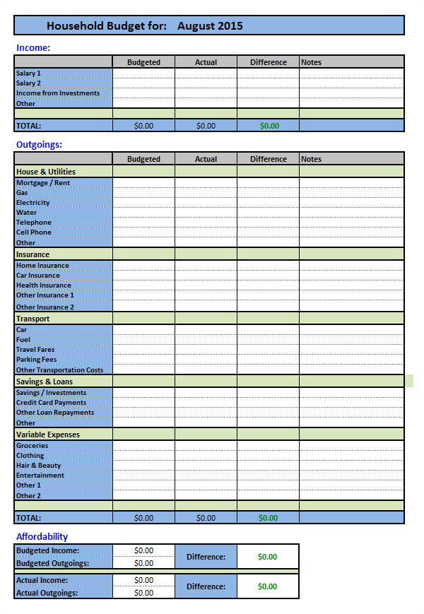 Household Budget Categories Template 9 Household Budget Samples Sample Templates