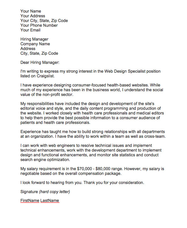 How to Address Salary Requirements In Cover Letter 1 How to Address Salary Requirements In Cover Letter Cover Letter with Salary Requirements top form Templates