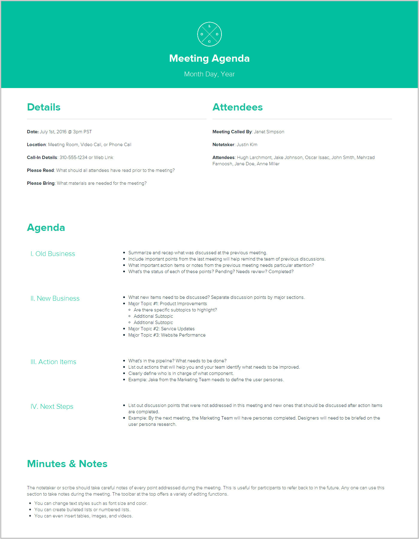 How to Create A Meeting Agenda Template 1 How to Create A Meeting Agenda Template How to Create A Meeting Agenda Xtensio