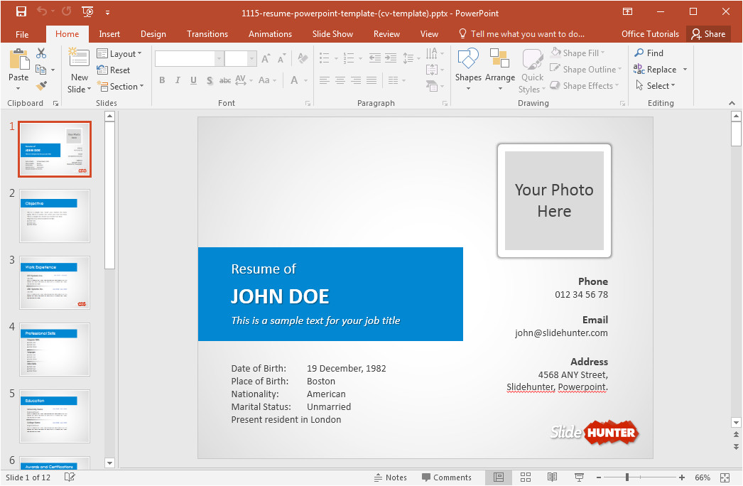 how to make a resume in powerpoint
