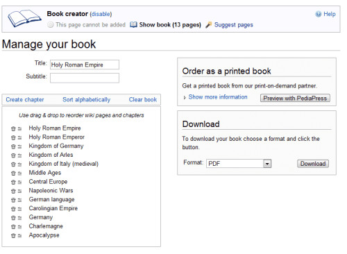 how to create wikipedia books