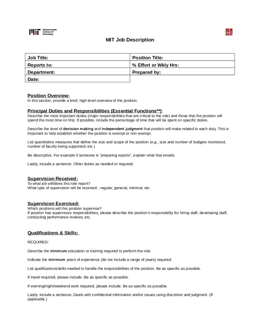 job description format 03