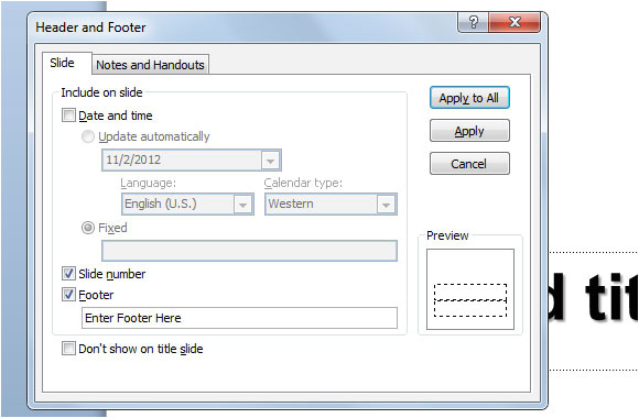 adding a footer to your powerpoint 2010 presentation
