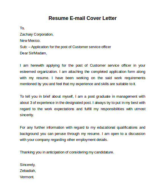 How to Mail A Resume and Cover Letter 1 How to Mail A Resume and Cover Letter Email Cover Letter 7 Free Samples Examples formats