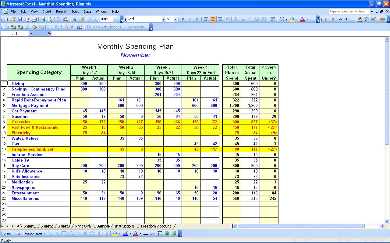how to create a budget spreadsheet using excel