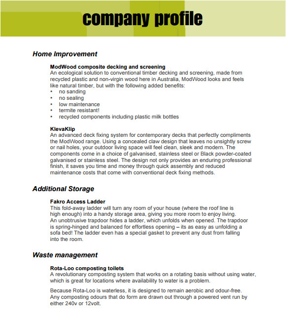 company profile template