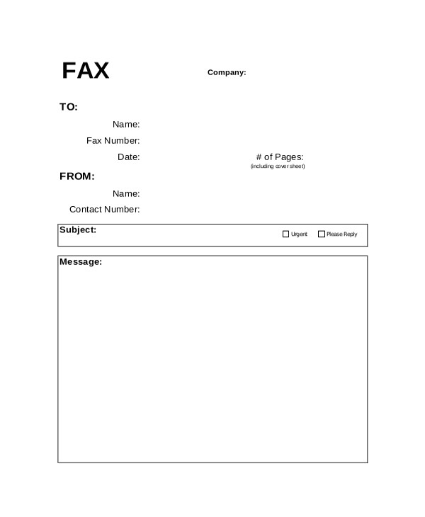 fax cover letter