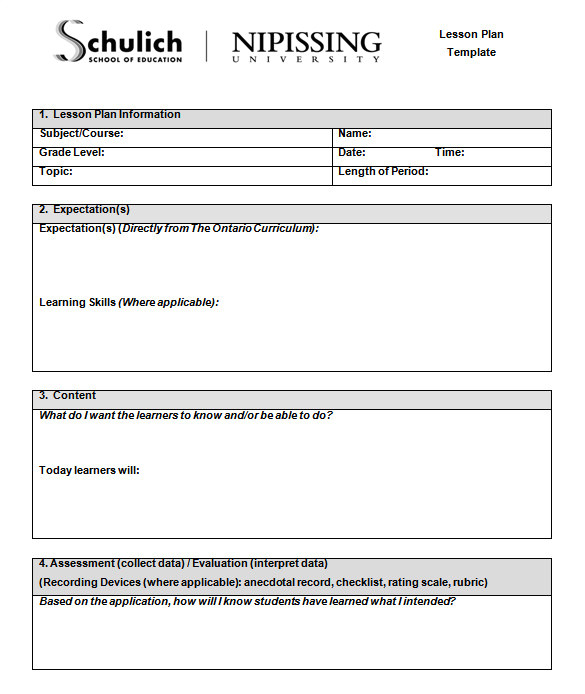 printable document teacher lesson plan template in word doc download