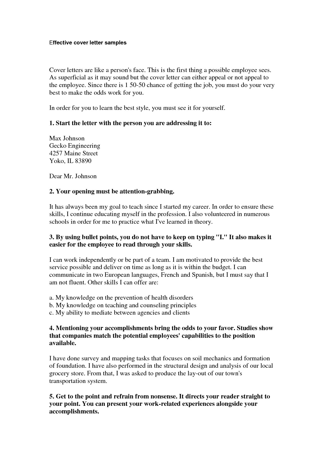 writing an effective cover letter