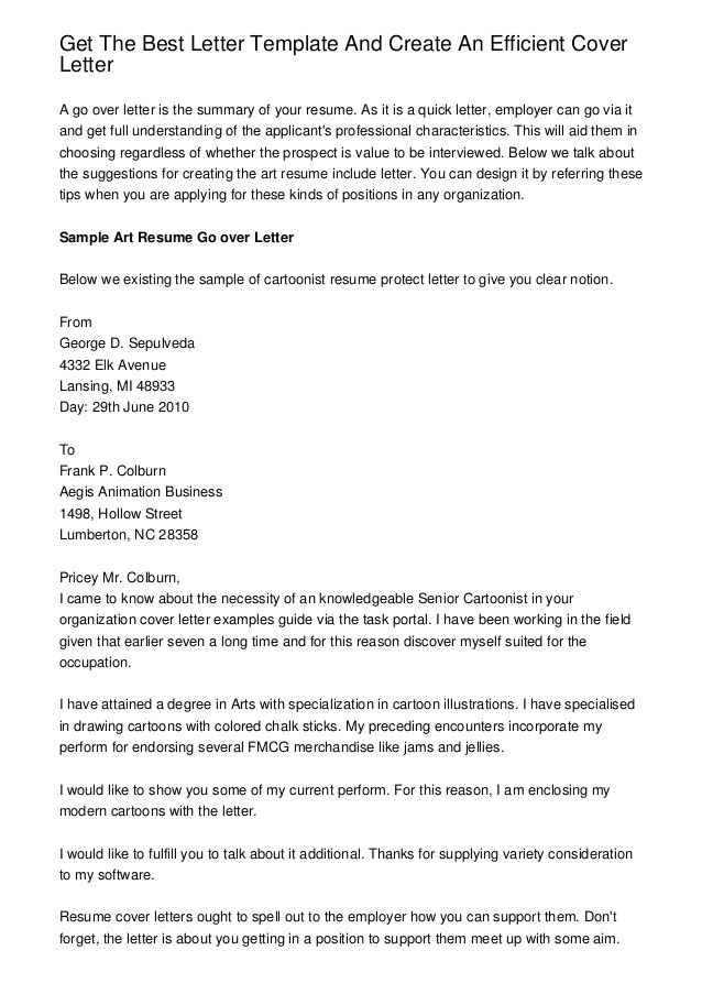 get the best letter template and create an efficient cover letter