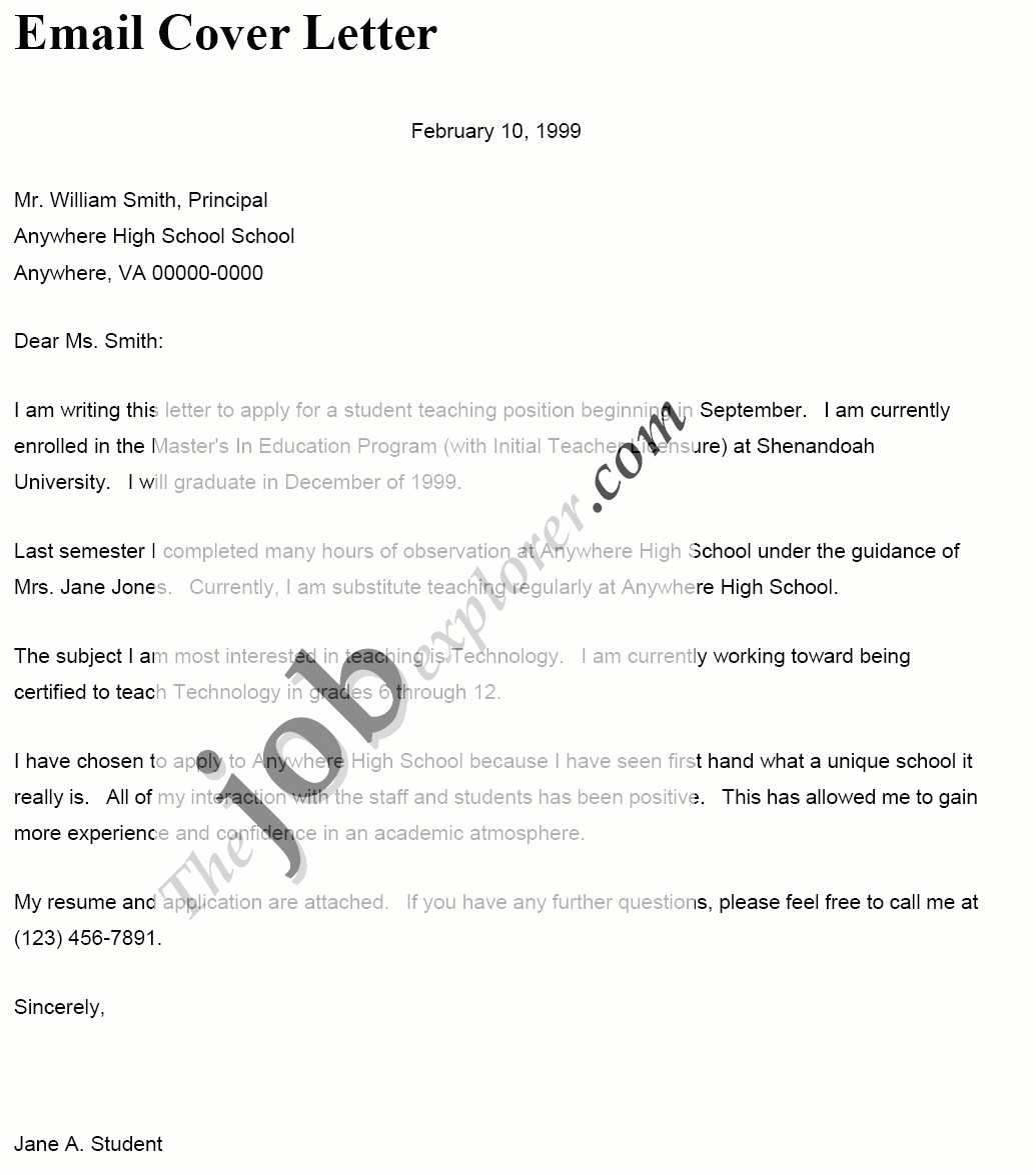cover letter email sample template