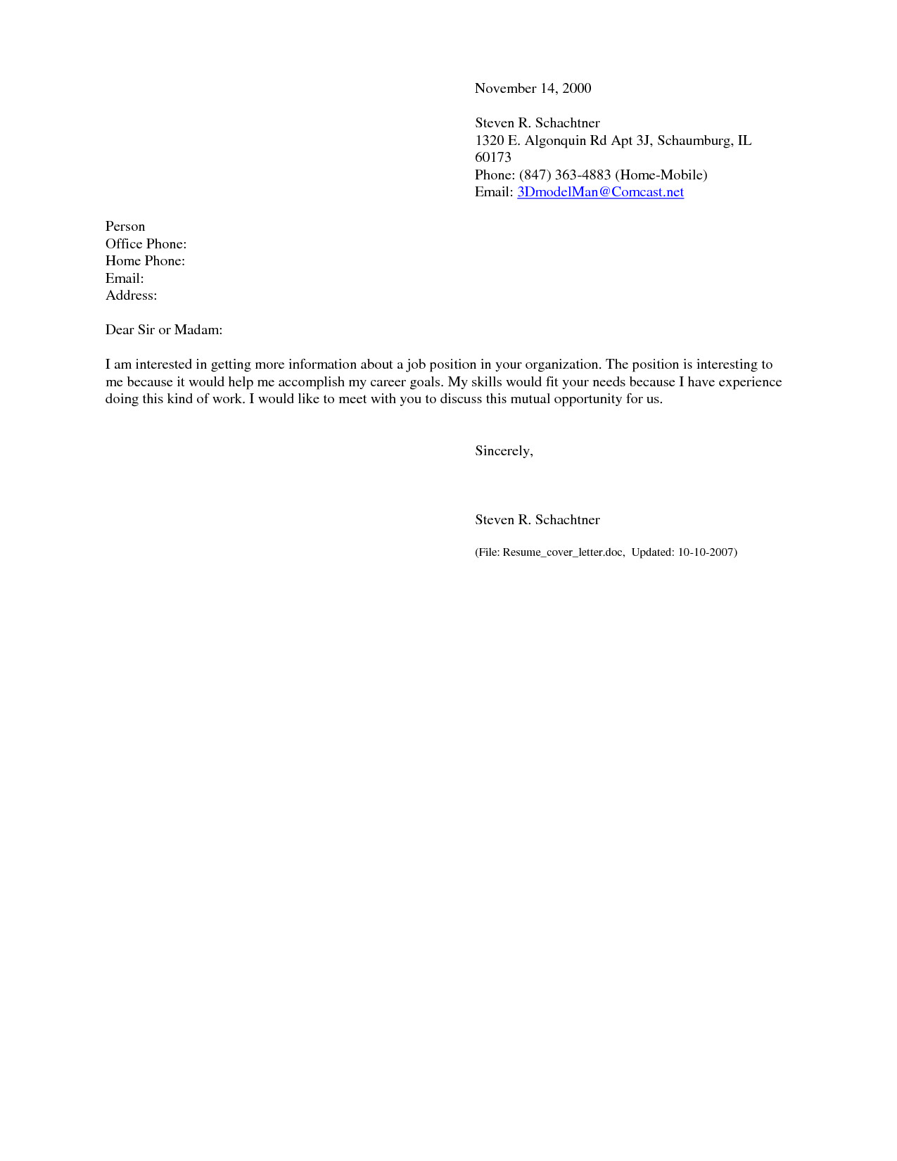 resume cover letter via email sample