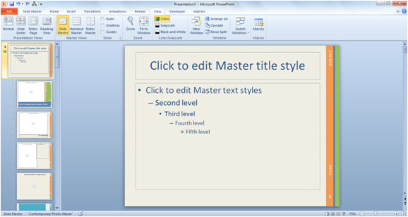 set up powerpoint template