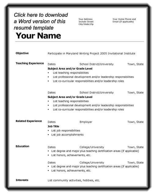 microsoft word resume template 2007
