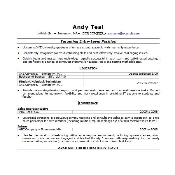 resume format word 2007