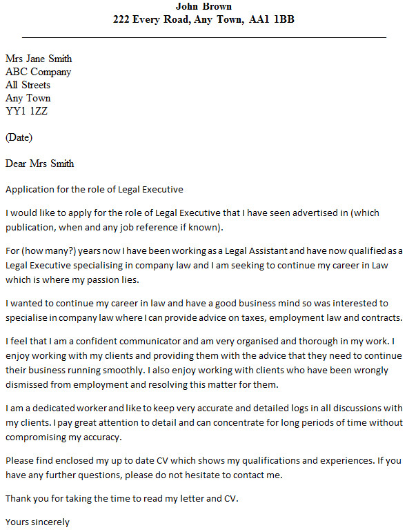 legal executive cover letter example