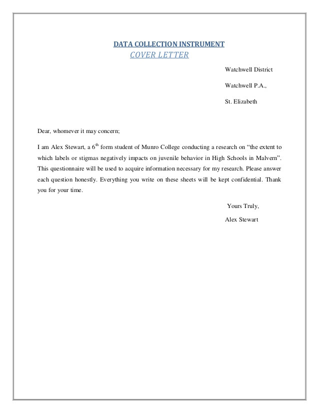cover letter for questionnaire dissertation