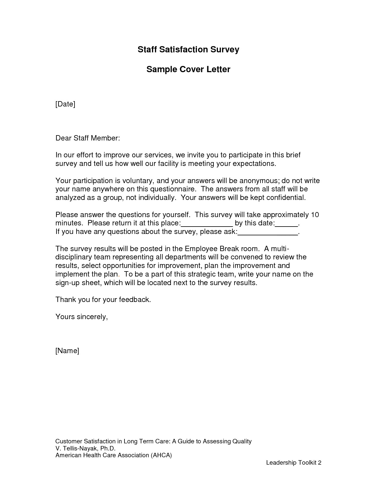 customer satisfaction survey cover letter