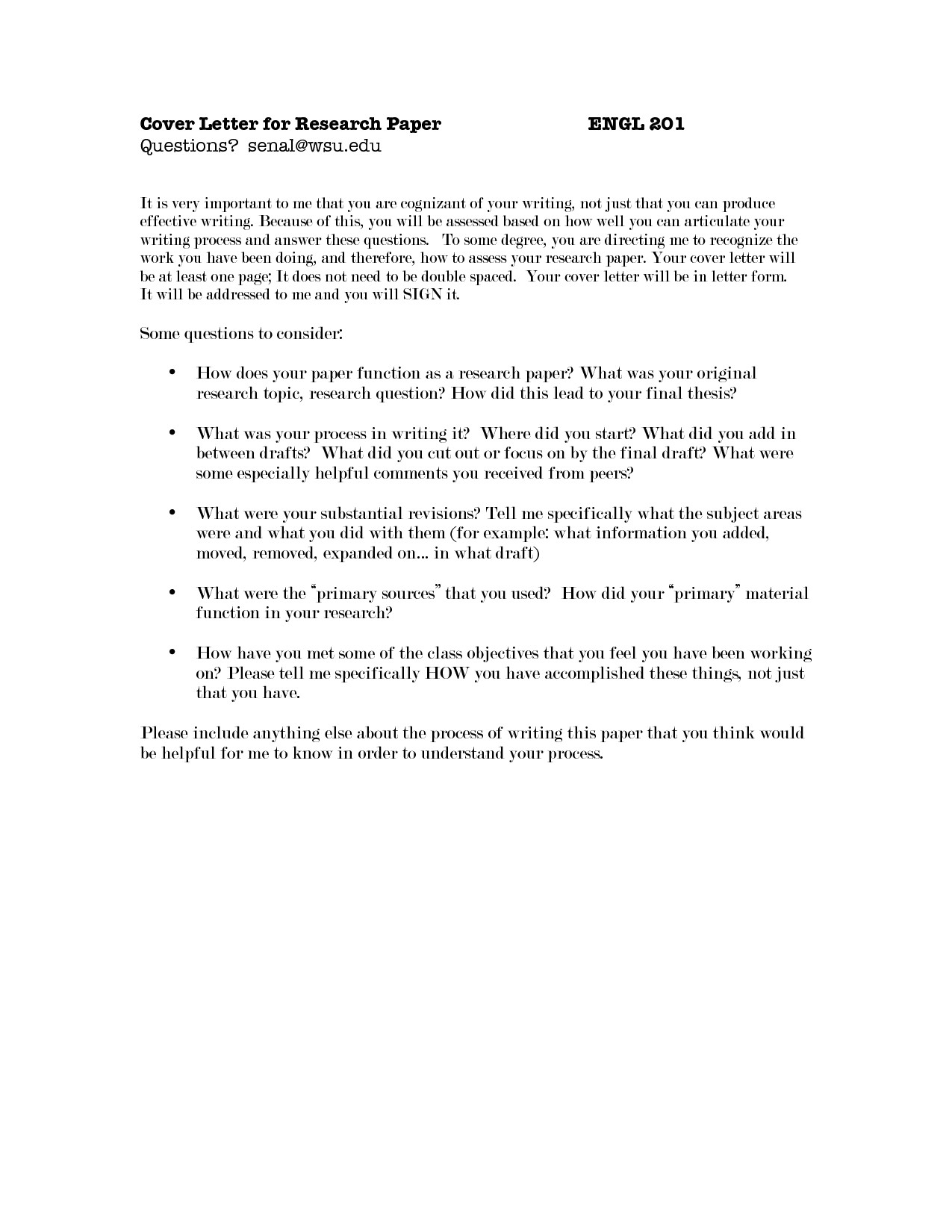 How to Write A Cover Letter for A Research Paper Cover Letter for Research Paper the Letter Sample