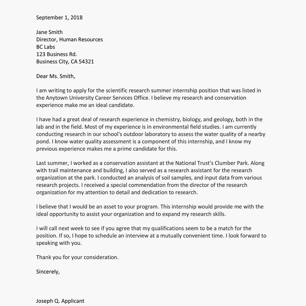 internship cover letter sample and writing tips 2060231