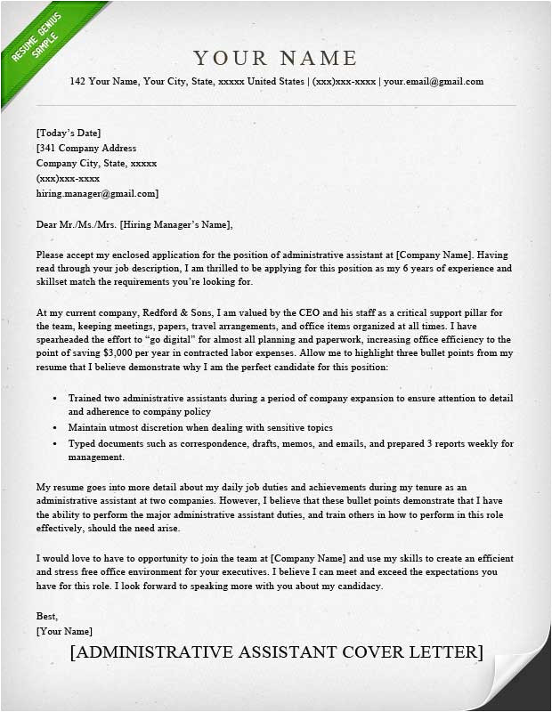 How to Write A Cover Letter for Administration Administrative assistant Executive assistant Cover
