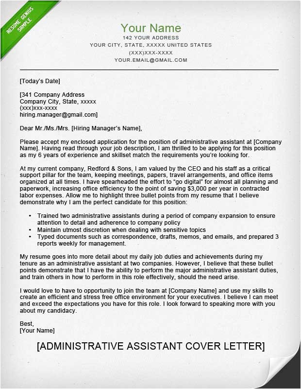 administrative assistant cover letter samples