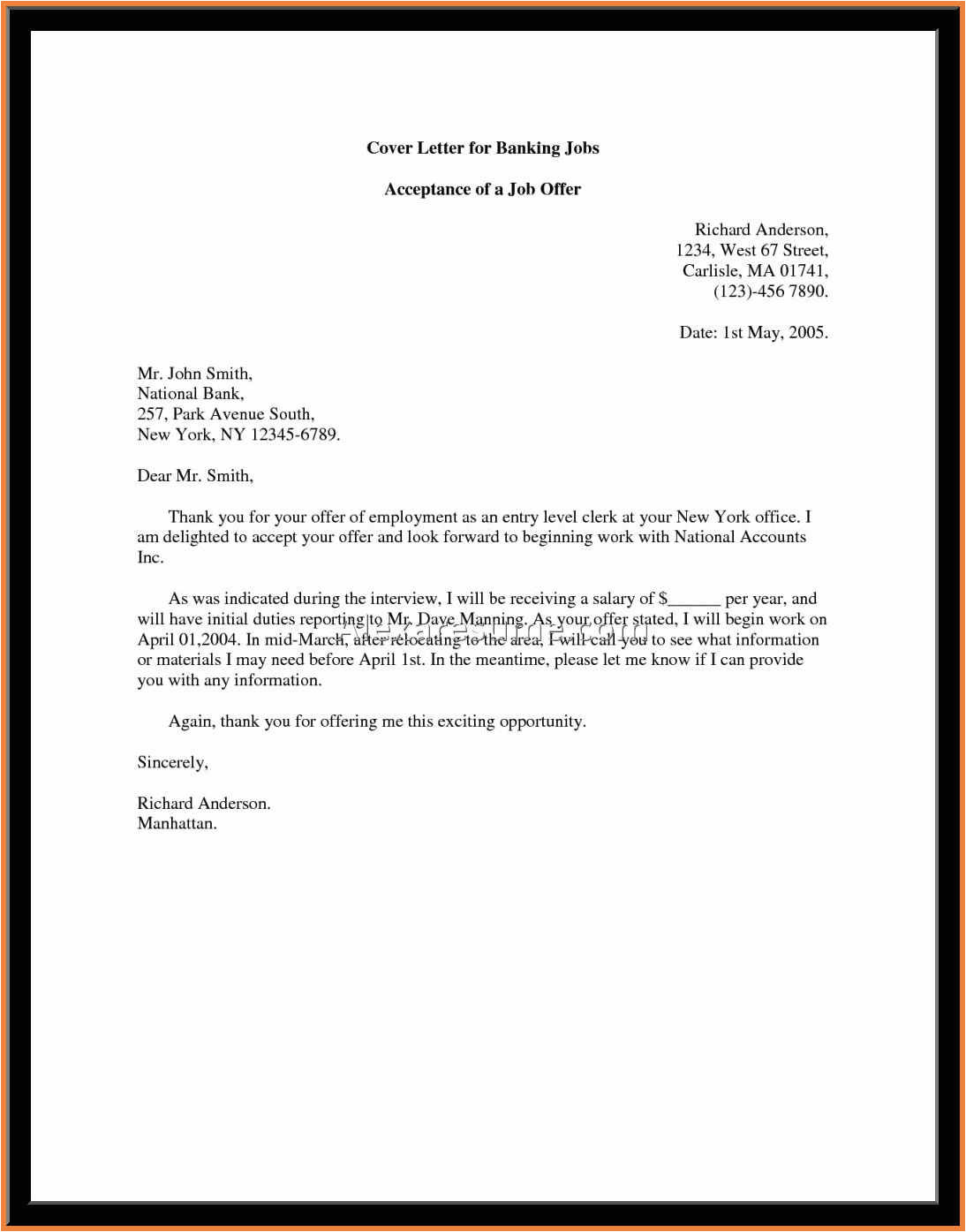 job offer thank you letter example icover zone com after internship