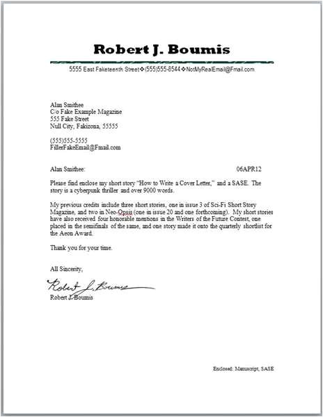 How to Write A Cover Letter for Manuscript Submission Instructions for Manuscript Submission Example Cover Letter