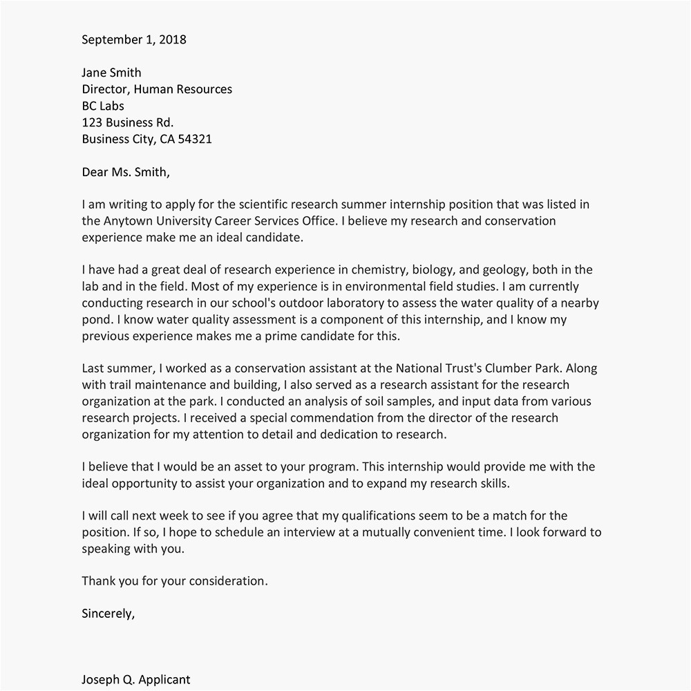 How to Write A Cover Letter for Summer Internship Cover Letter for An Internship Sample and Writing Tips