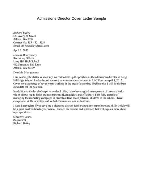 How to Write A Cover Letter for University Admission Admissions Recruiter Cover Letter Sample