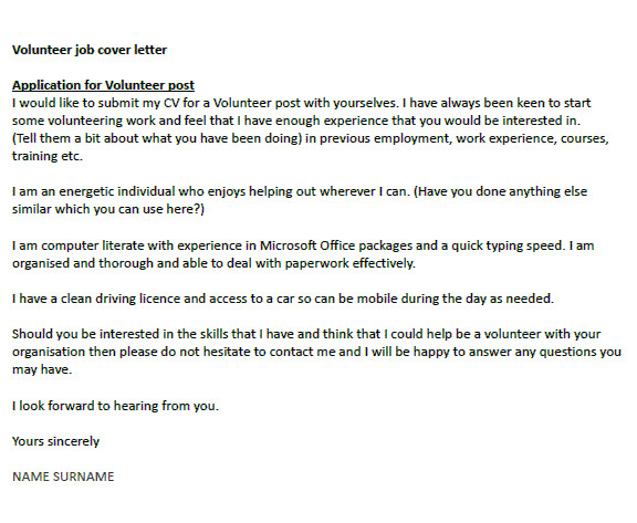 How to Write A Cover Letter for Volunteering Volunteer Job Cover Letter Example Icover org Uk