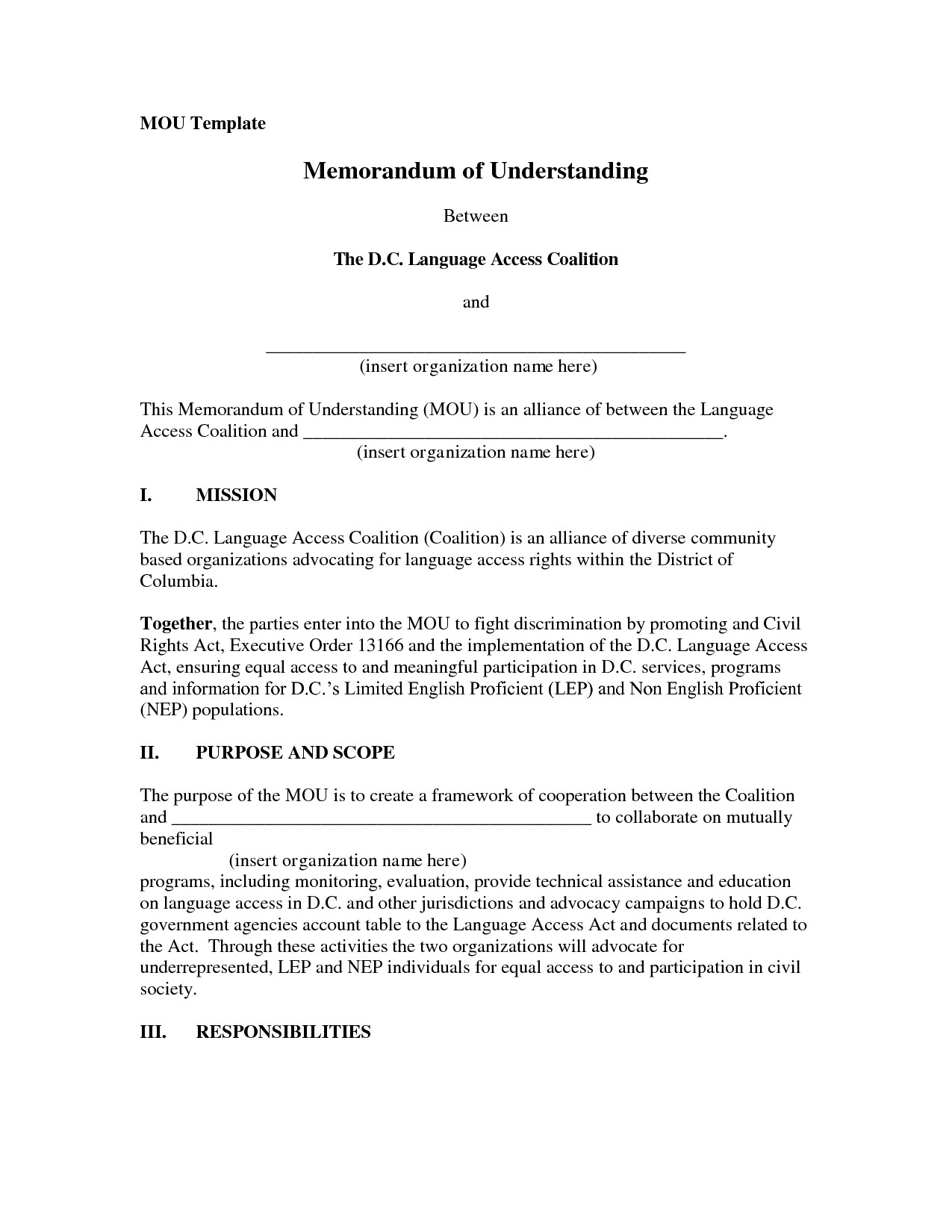 post example memorandum of understanding template 74736