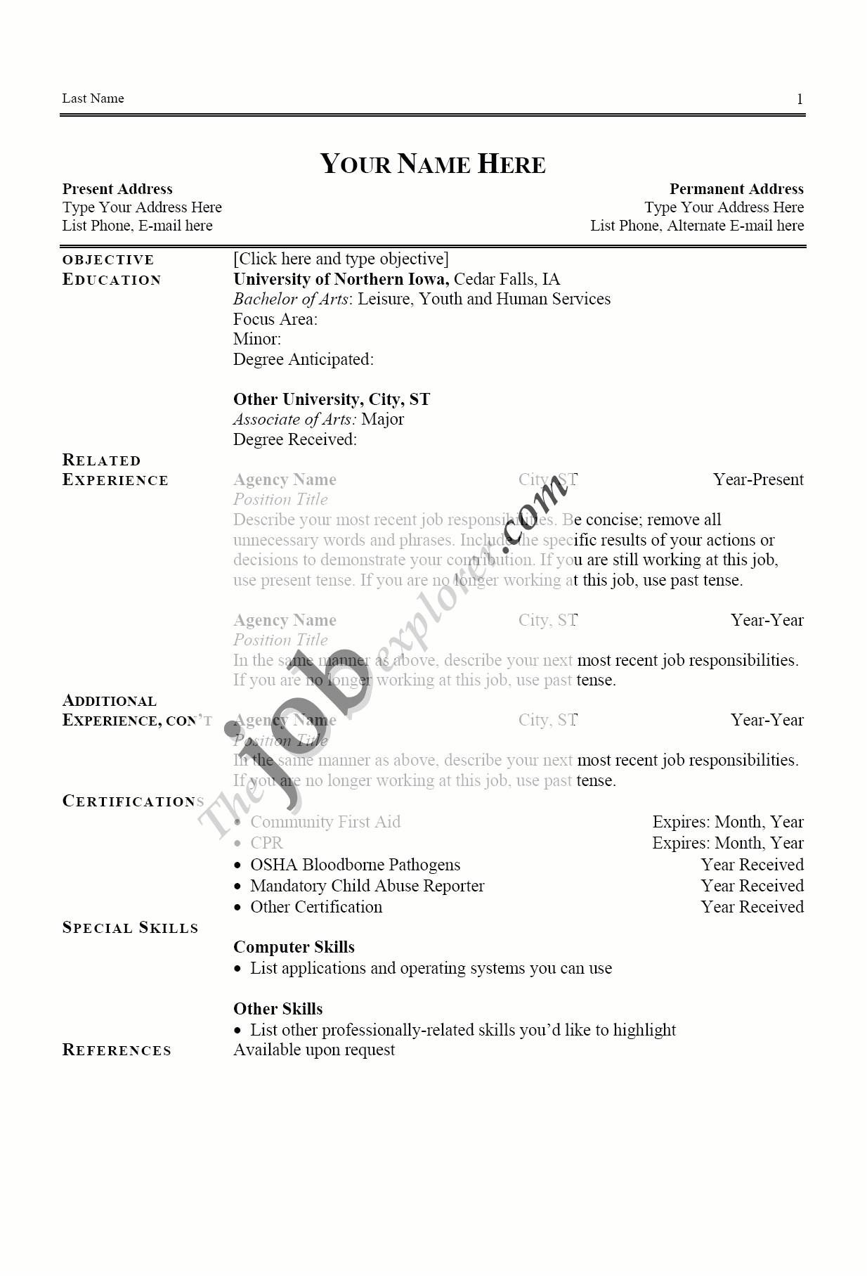 examples of a good resume template