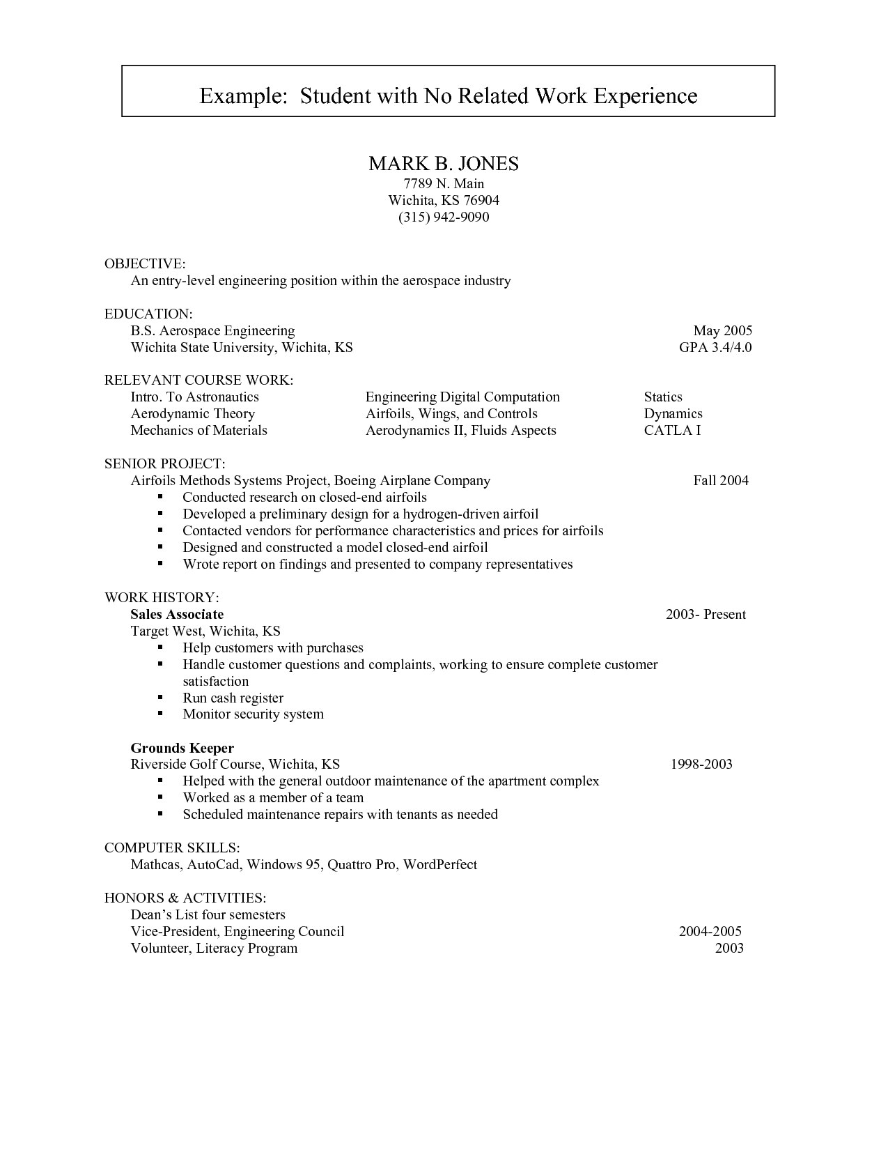 how to do a resume with no work experience entry level what write for students