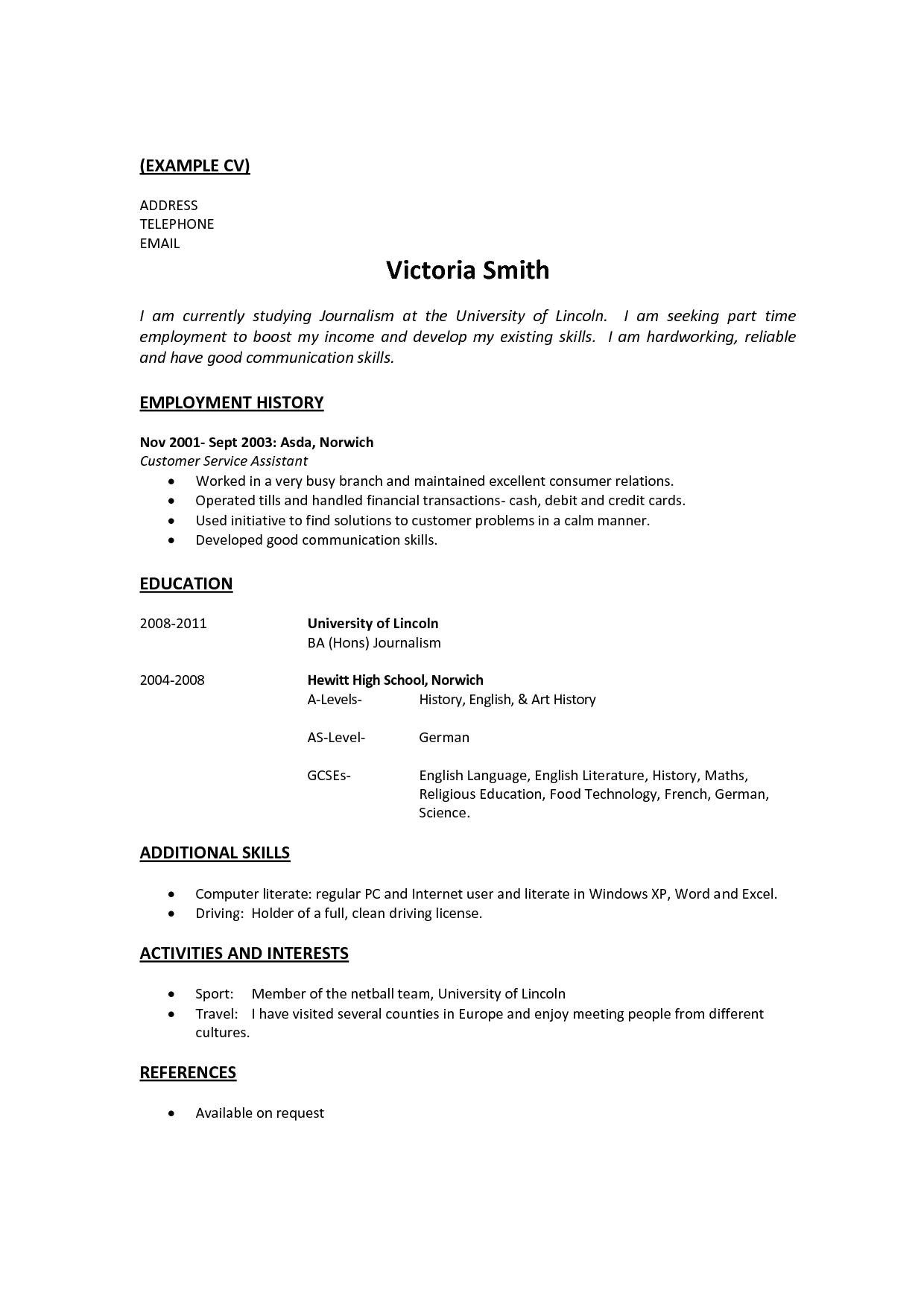 sample resume for high school student with no experience