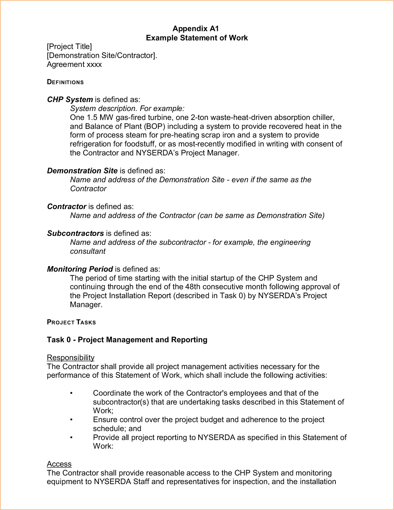 How to Write A Statement Of Work Template 5 Example Statement Of Work Teknoswitch