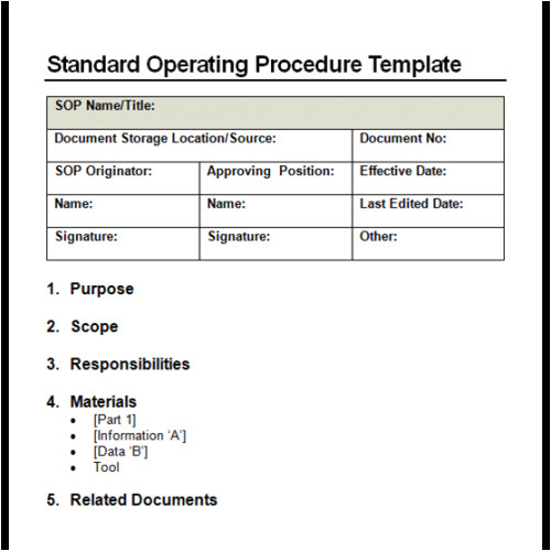 standard operating procedure sop templates