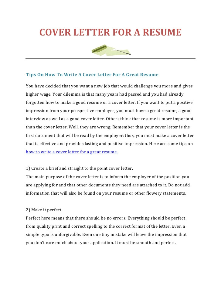 how to write a cover letter for a resume