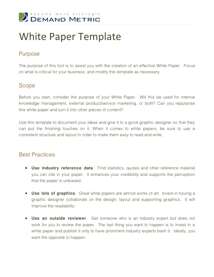 How to Write White Paper Template White Paper Template