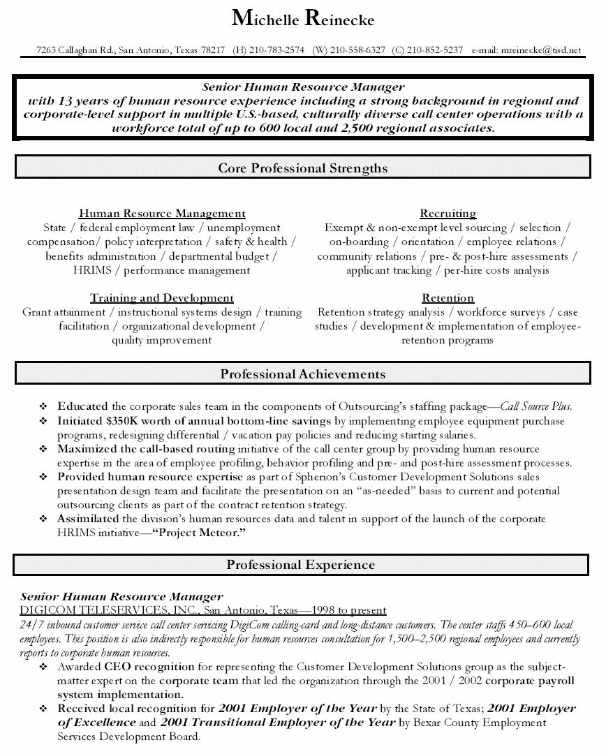 hr manager resume sample india