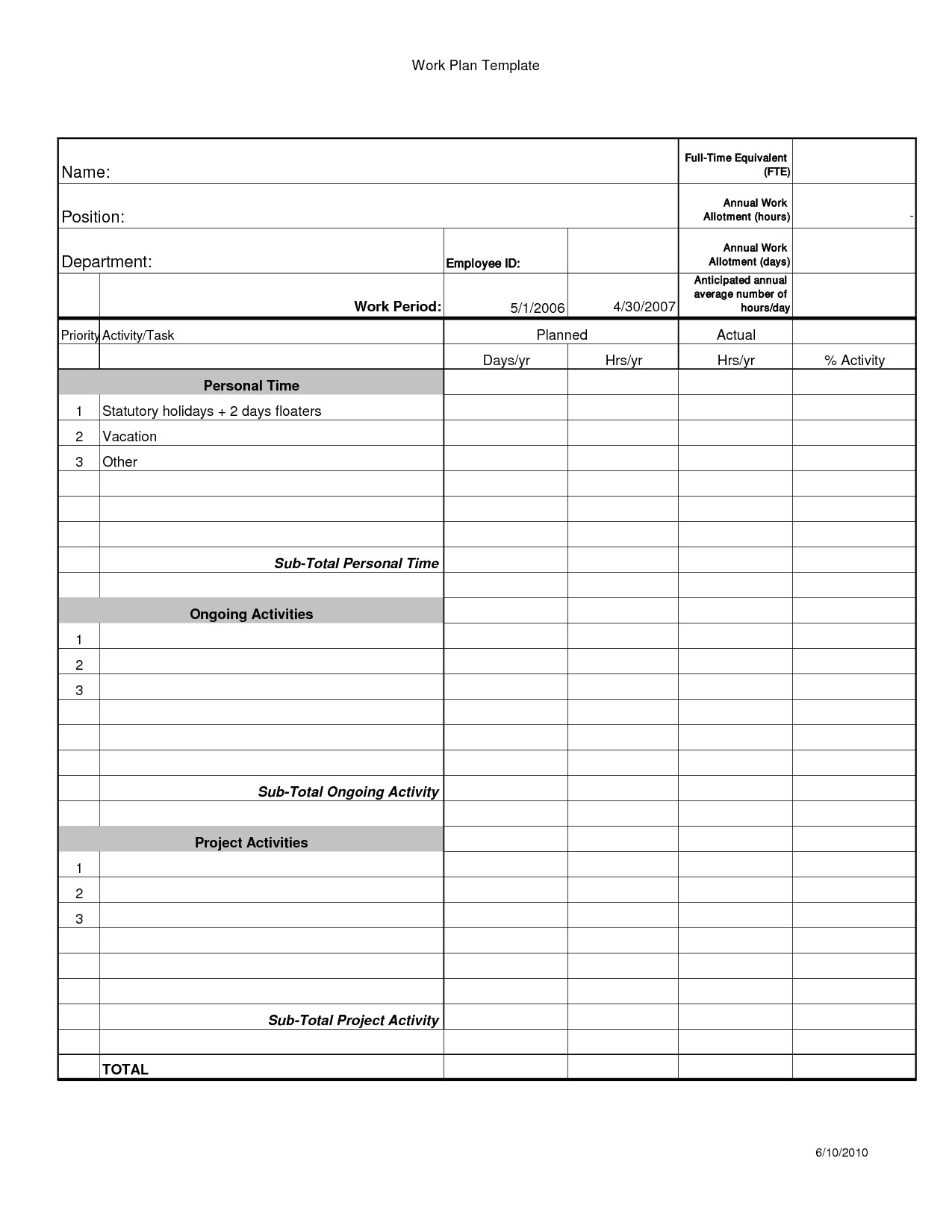 post annual work plan template excel 30989