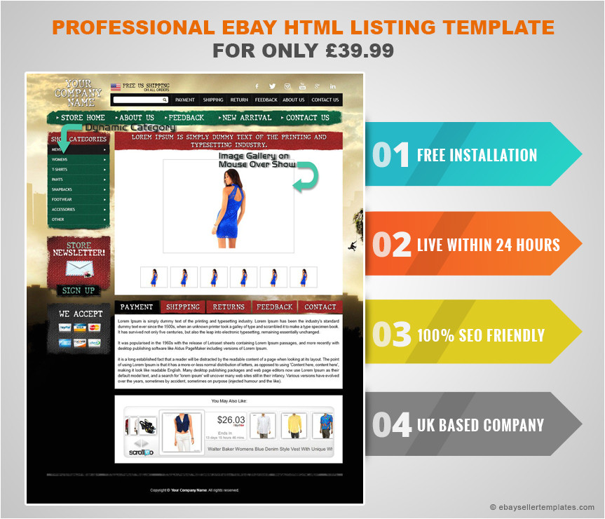 professional ebay html listing template for only 39