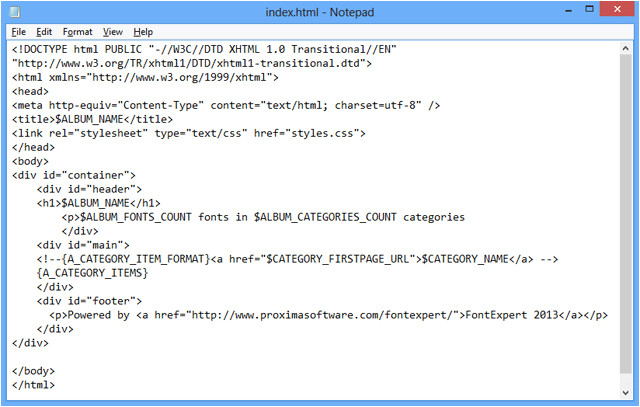 Html Index Page Template Web Album Fontexpert