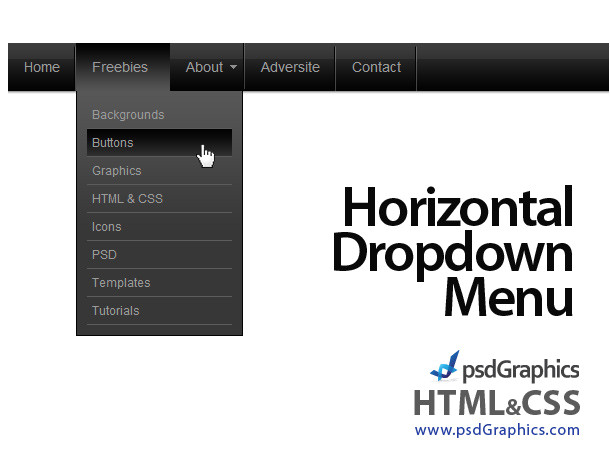 black horizontal html and css dropdown menu