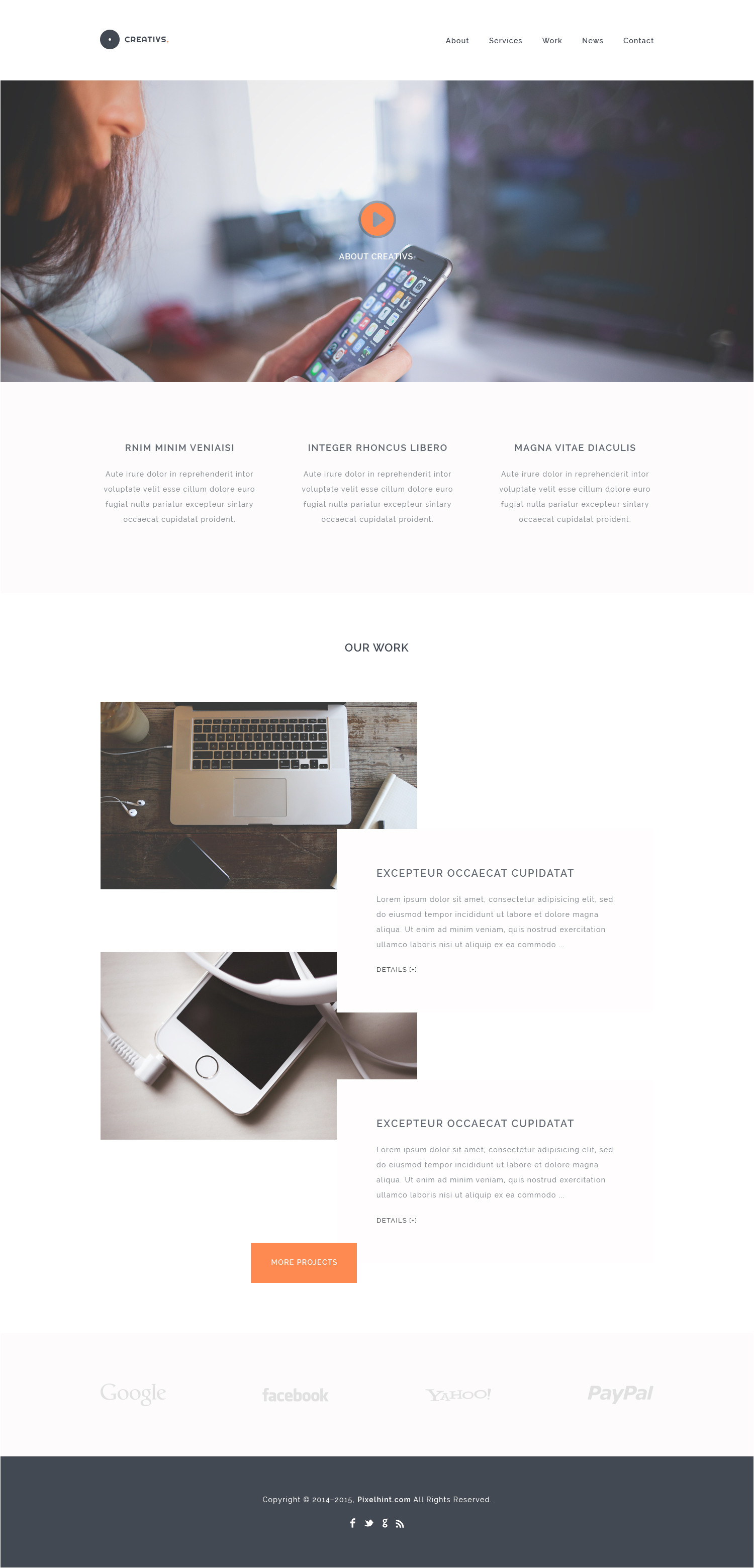 creativs free complete psd html5 website template